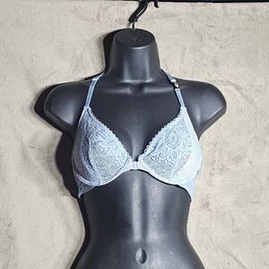 Victoria's‎ Secret Very Sexy Light Blue Lace Racerback Front Close Bra 32D